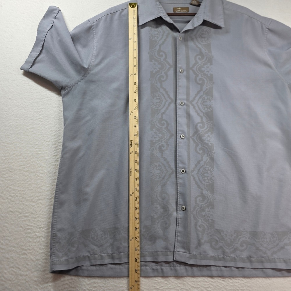 Cafe Luna Button Down Shirt Mens 2XL Grey Short Sleeve Embroidered Camp Resort - Picture 7 of 11